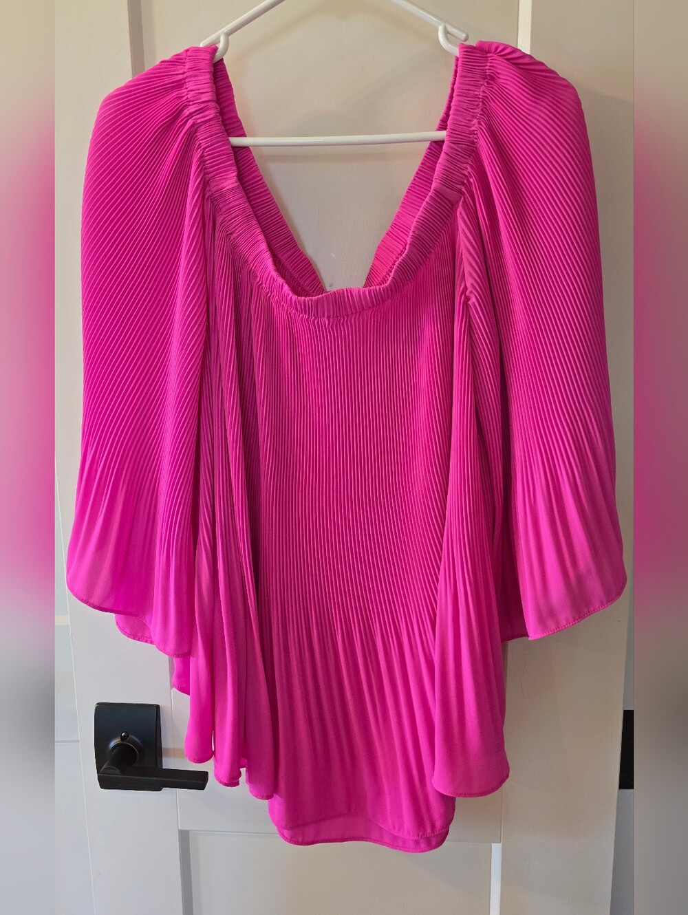 Vince Camuto Bright Fuchsia Pleated Off-Shoulder Blouse Size XL